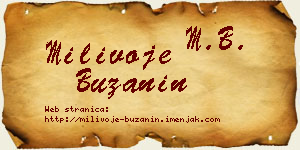 Milivoje Bužanin vizit kartica